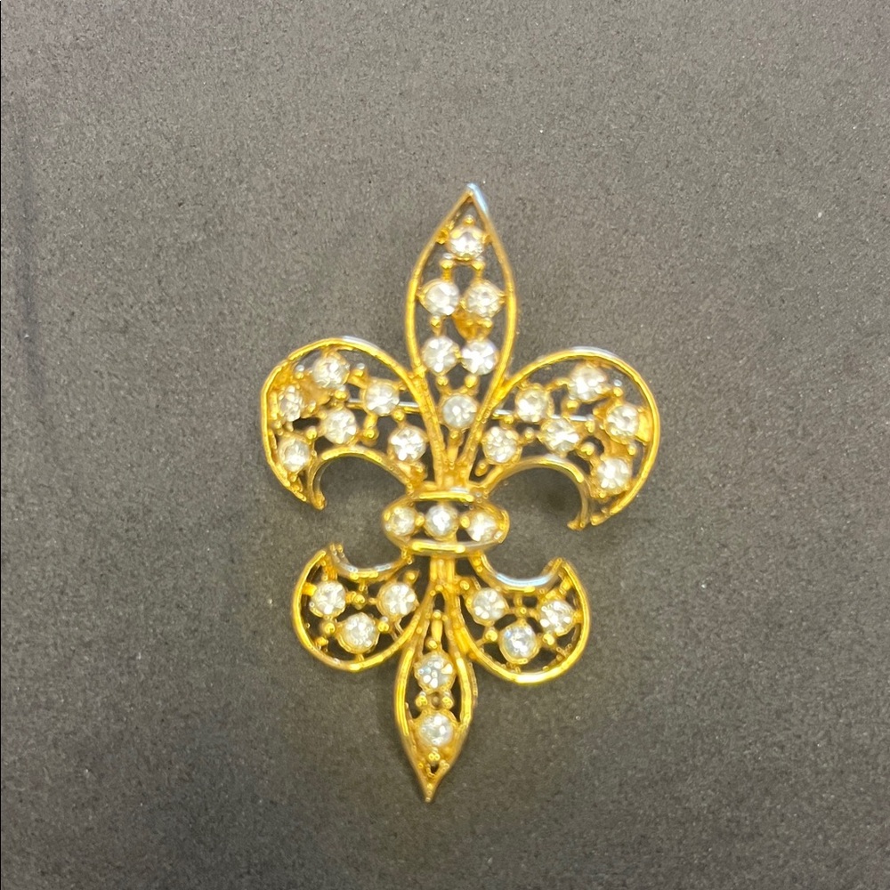 Gold and Silver Fleur-de-Lis Brooch